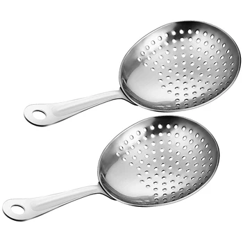 

2 Pieces Julep Strainers Bar Strainer Cocktail Strainer Stainless Steel Cocktail Strainer Spoon for Cocktail Drinks Home