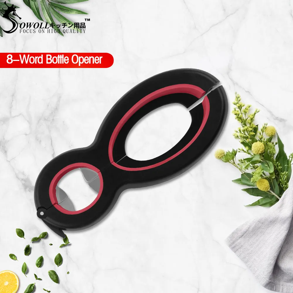 

Sowoll 8 Word Shape Multi Function Twist Bottle Opener, All in One Jar Gripper for Can Wine Beer Lid Twist Off Jar Opener Claw