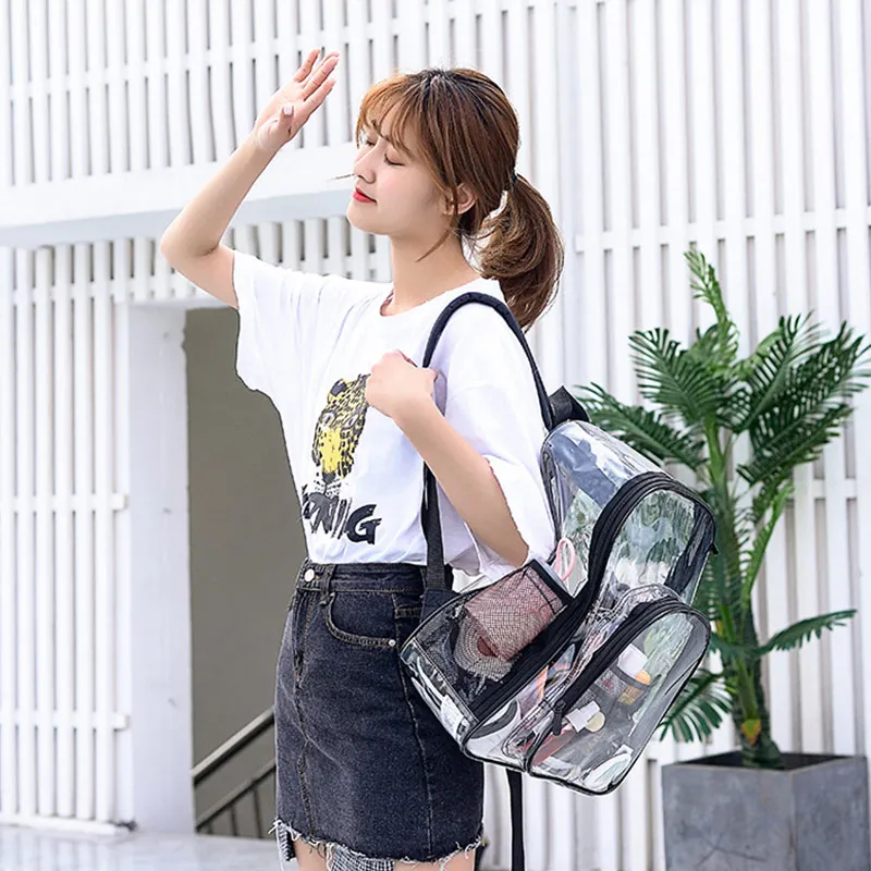 Aosbos PVC Waterproof Transparent School Bag See Through Backpacks High Quality Large Capacity Backpack Solid Clear Backpack