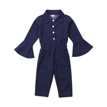 Детский комбинезон с рукавами-колокольчиками для маленьких девочек; комбинезон; комплект осенней одежды; Новинка года; одежда для маленьких девочек