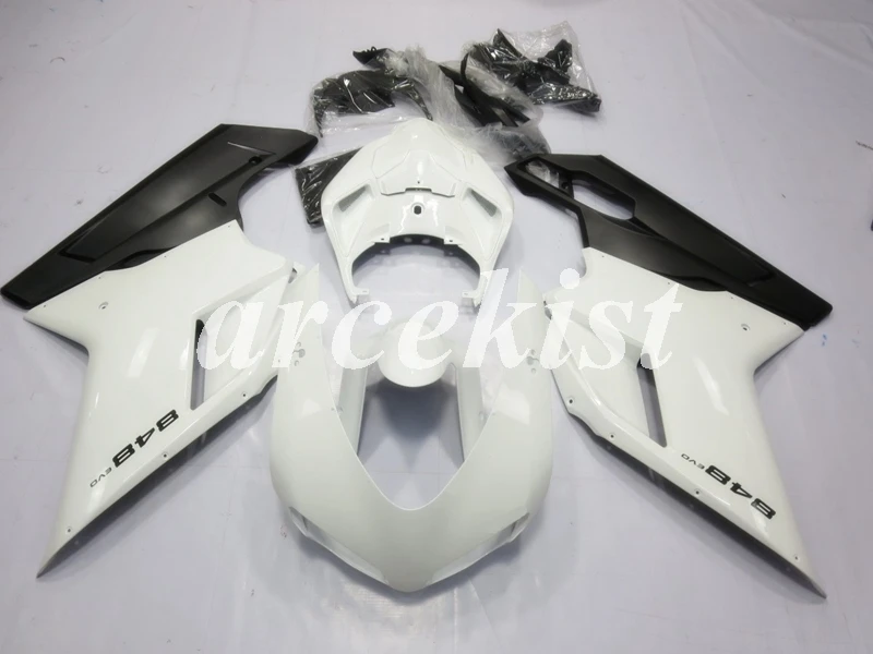 Инъекций ABS Полный обтекатели комплект подходит для поездок на мотоцикле Ducati 1098s 848 evo 1198 2007 2008 2009 2010 2011 2012 тела набор изготовленный на заказ; Цвет черный, белый