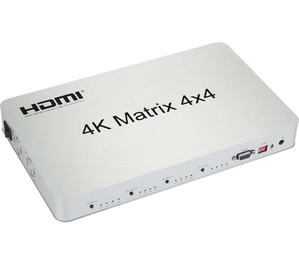 4K HDMI Matrix 4X4 4Kx2K 1080p Switcher Splitter 4 Input 4 Out Video Converter RS232 EDID IR 3D Switch for PS4 XBox DVD PC to TV