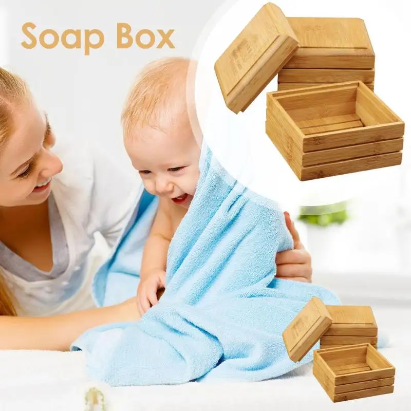 

Natural Bamboo Soap Box Container Organization Wooden Soap Dish Tray Holder Handmade Storage Rack Home Bathroom Supplies