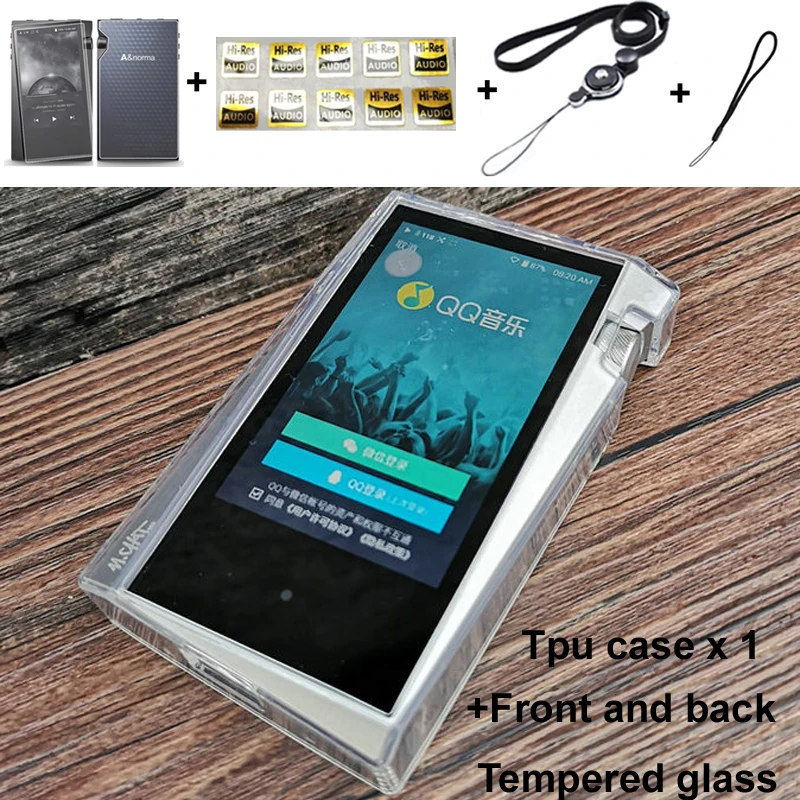 Soft TPU Protective Skin Case Cover For Iriver Astell&ampKern A&ampnorma SR15 With Front and Back Tempered Glass Screen Protector |