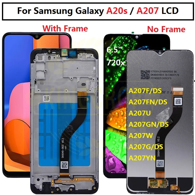 Для samsung galaxy A20s ЖК дигитайзер дисплей сенсорный экран для samsung A207F/DS A207FN A207U A207W A207G/DS ЖК с рамкой