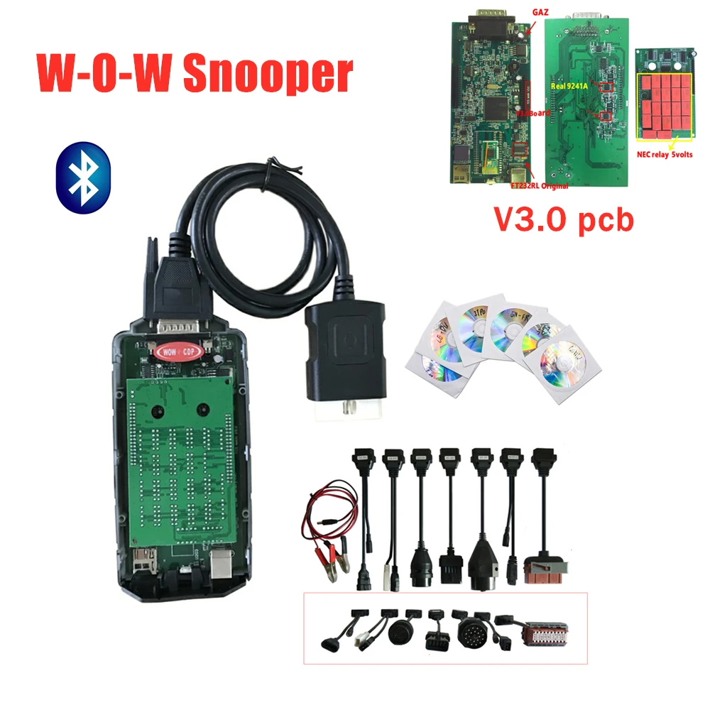 W-O-W C-D-P SNOOPER v3.0 pcb с bluetooth V5.008R2 keygen scan vd tcs c-d-p obd obd2 диагностический инструмент для автомобиля - Цвет: with bluetooth
