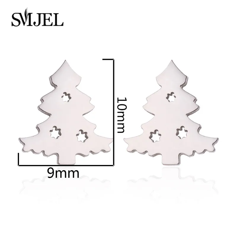 SMJEL Winzige Edelstahl-Schneeflocken-Ohrringe für Mädchen, Cartoon-Apfel-Weihnachtsbaum-Ohrringe, Heiligabend-Schmuck, Weihnachtsgeschenk – Detail 36