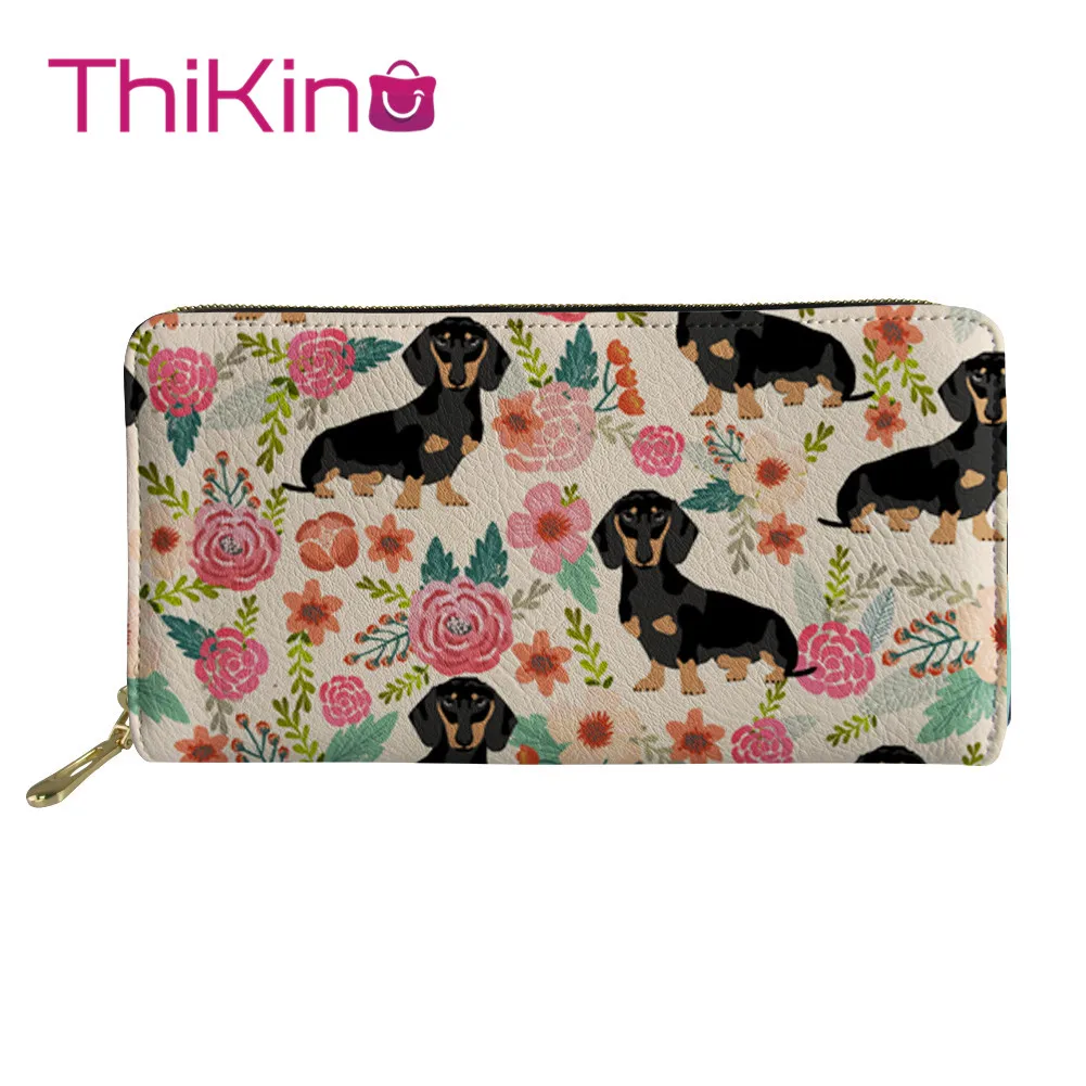 Длинный кошелек Thikin Doxie Dog такса женская сумка для телефона на молнии розовый