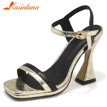 

Karinluna New Design 2020 Big Size 43 Strange Style Summer Sandals Woman Shoes Buckle Strap Fashion Shoes Lady Pumps Female