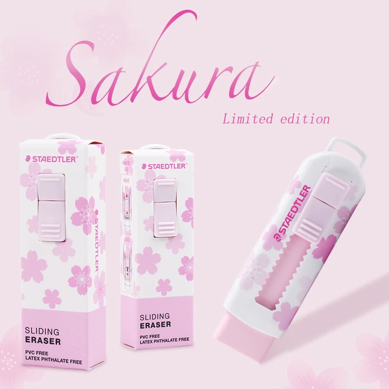 Pencil Eraser 1pcs STAEDTLER Retractable Pushable Rubber 525 Cherry Blossom Limited Drawing Sketch Design