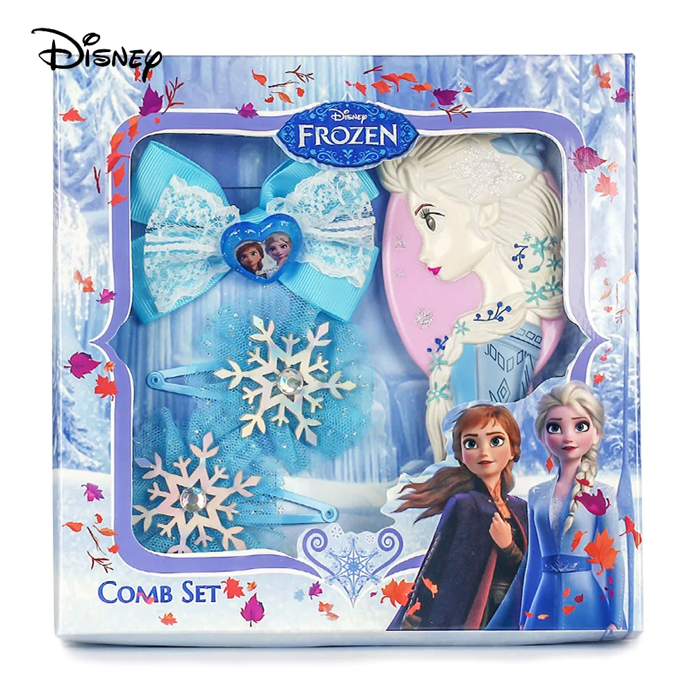 Disney Frozen Elsa Princess Mini Comb Bow Hairpin Set Headwear Pretend Toy Rubber Band Exquisite Decorations Gift For Girls | Мать и