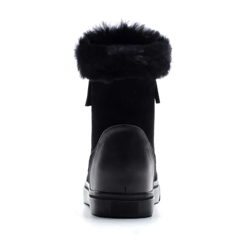Taoffen/ женские ботильоны из натуральной кожи; зимняя обувь на молнии с Плюшевым Мехом; женские зимние ботинки; Теплая обувь; размеры 34-42