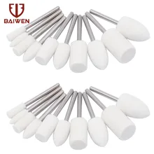 Tampon de polissage monté sur feutre de laine, pour meuleuse d'angle, tête de meulage pour perceuse Dremel, tige de 3mm, 5/10 pièces 