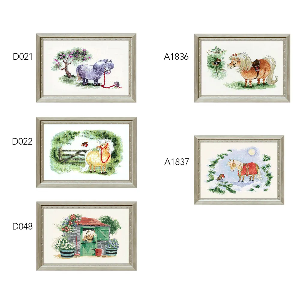 Small Animal Print Cross Stitch Cartoon Hand-embroidered Dwarf Horse D021-048 Home Sewing Three Fishxx New Products | Дом и сад