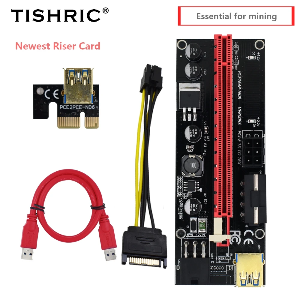 Плата расширения TISHRIC 009S USB 3 0 PCI PCI-E адаптер Райзера PCIE 1X до 16X кабель-удлинитель
