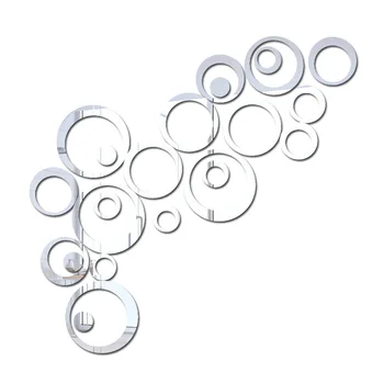 

24 Pcs Circle Ring Acrylic 3D Mirror Stickers Wall Home Decor ECO-friendly Mirror Wall Paper Bedroom Living Room Decoration
