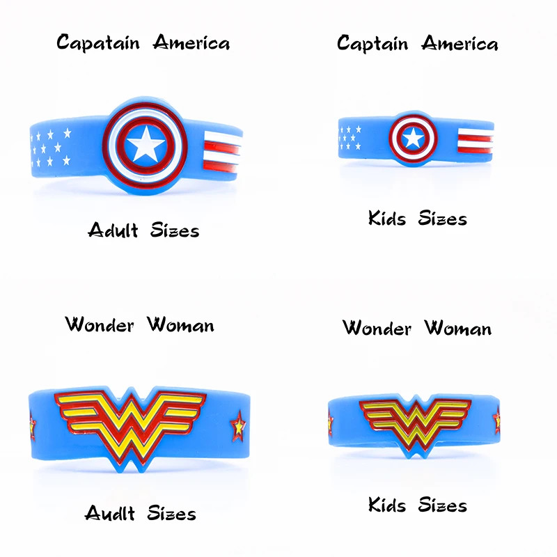 Дети Капитан Америка силиконовые браслеты Wonder Woman группа Дэдпул Лига Мстителей, Бэтмен популярный браслет подарок