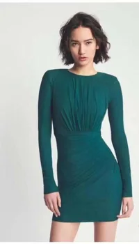 

New Bodycon Blue White Bandage Autumn Dress Long Sleeve O-neck Mini Women Sexy Retro Elegant Vintage Dress