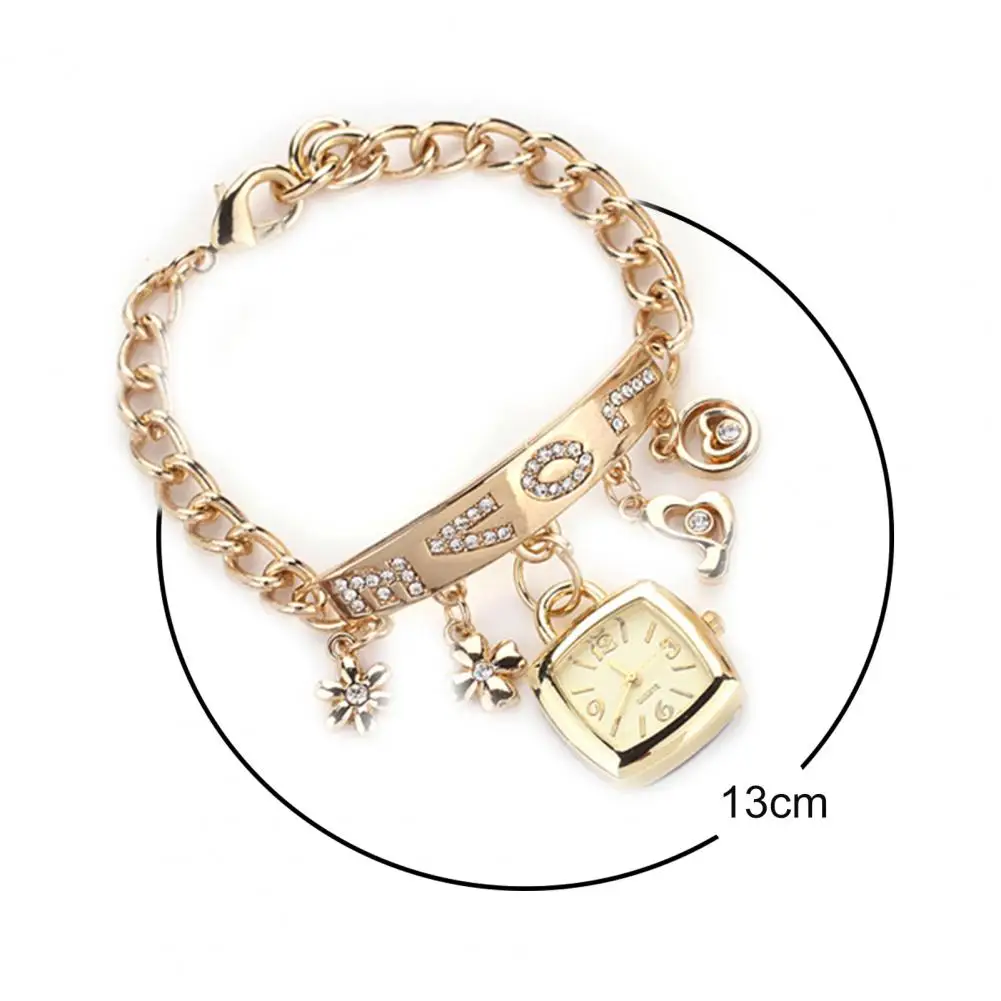 Reloj de pulsera de cuarzo con diamantes de imitación, pulsera con diseño de corazón y flores, estilo de amor, de acero inoxidable, para el día a día, zegarek damski - Imagen 5