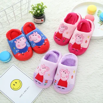 

Original Peppa Pig Winter Spring Autumn Cute Baby Baby Casual Shoes Cotton slippers Anti-Slip Rose Purple Pink Red gray