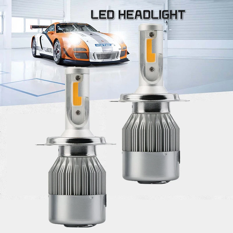 2PCS C6 led Car Headlight 3000K Gold Yellow Light Color H4 LED H7 H11 H8 H9 H1 H3 9005 9006 Auto Bulbs 72W 8000LM | Автомобили и