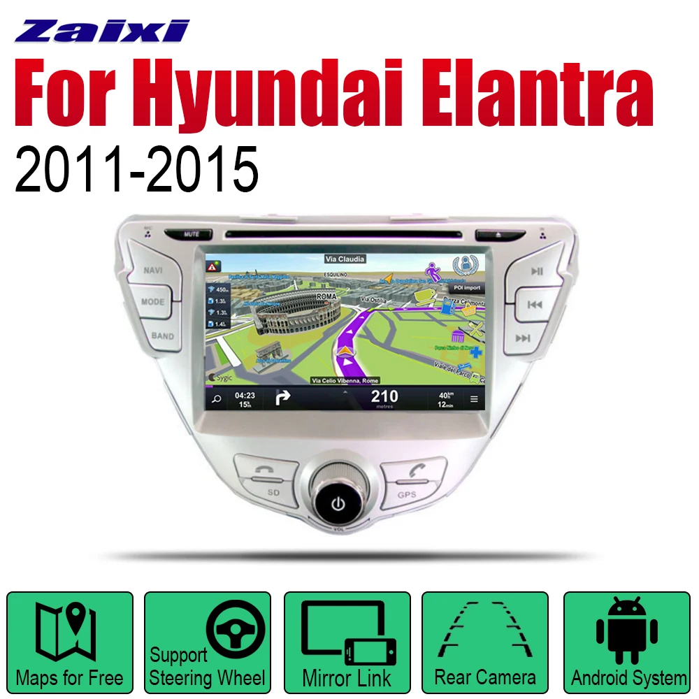 ZaiXi Android 2 Din автомобильное радио, DVD для hyundai Elantra 2011~ автомобильный мультимедийный плеер gps навигационная система Радио стерео