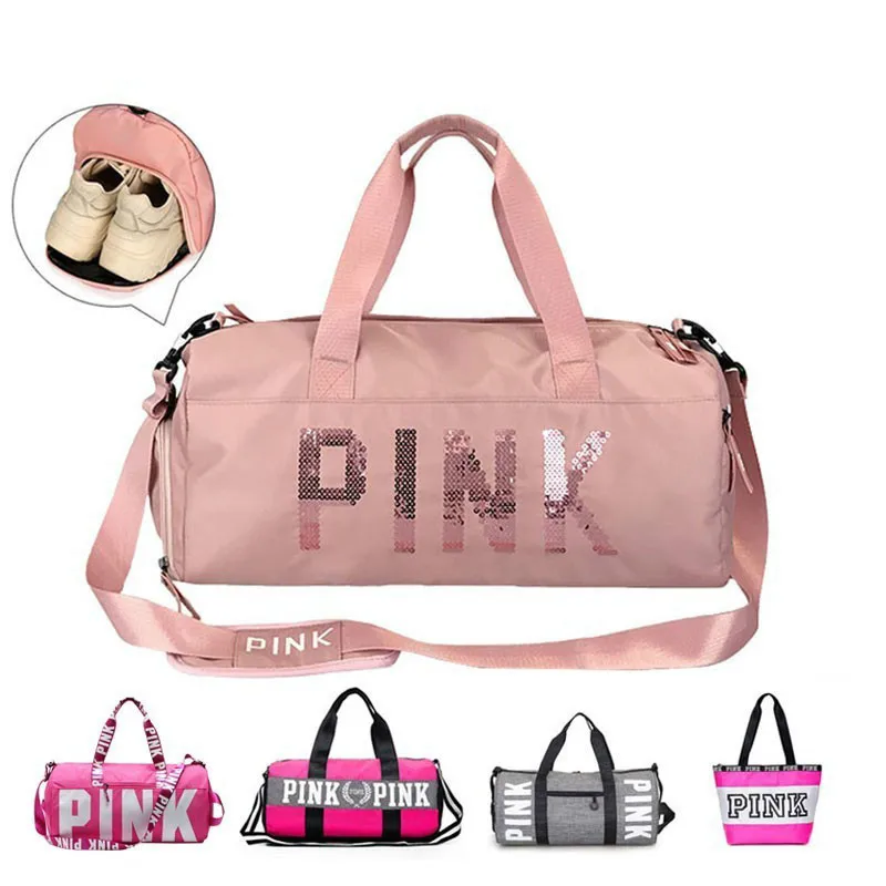 Bolsa De gimnasio negra con lentejuelas para mujer, Bolsa deportiva impermeable con compartimiento para zapatos, para entrenamiento físico, Yoga