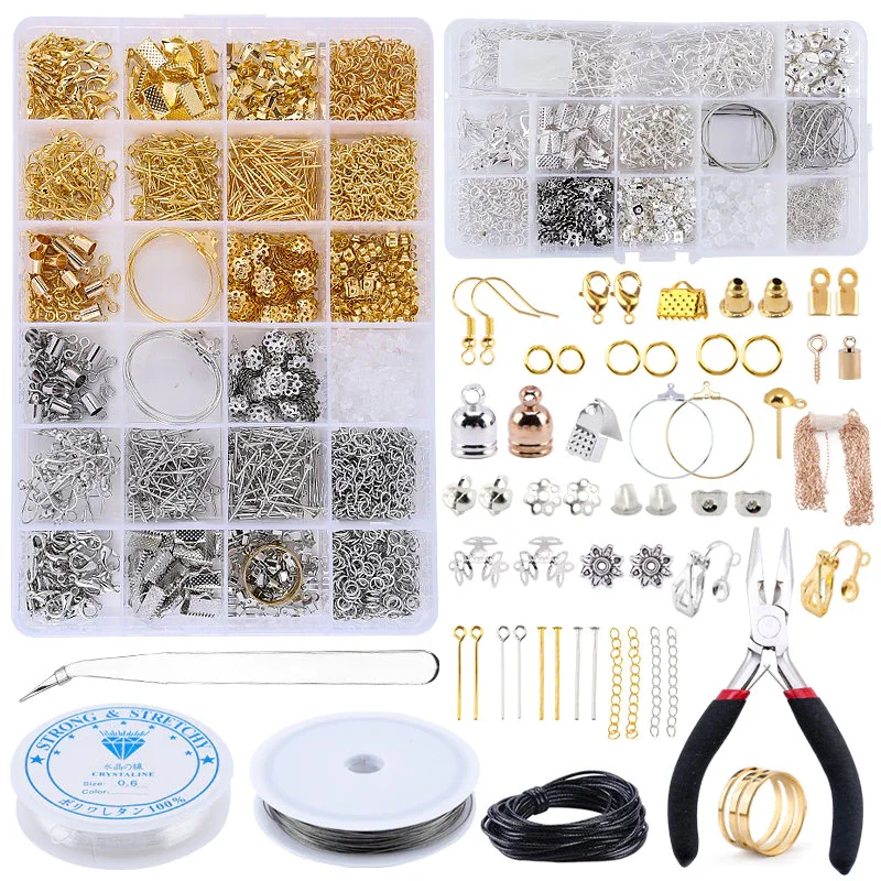 Jewelry Making Supplies Kit with Assorted Beads Charms Findings Wire Cord  Pliers for Necklace Bracelet Earrings DIY Accessories - AliExpress