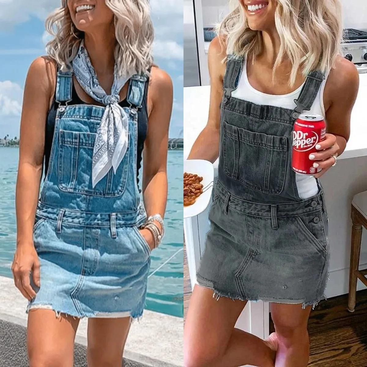 Skirts Womans Summer New Ladies Denim Suspender Skirt Slim