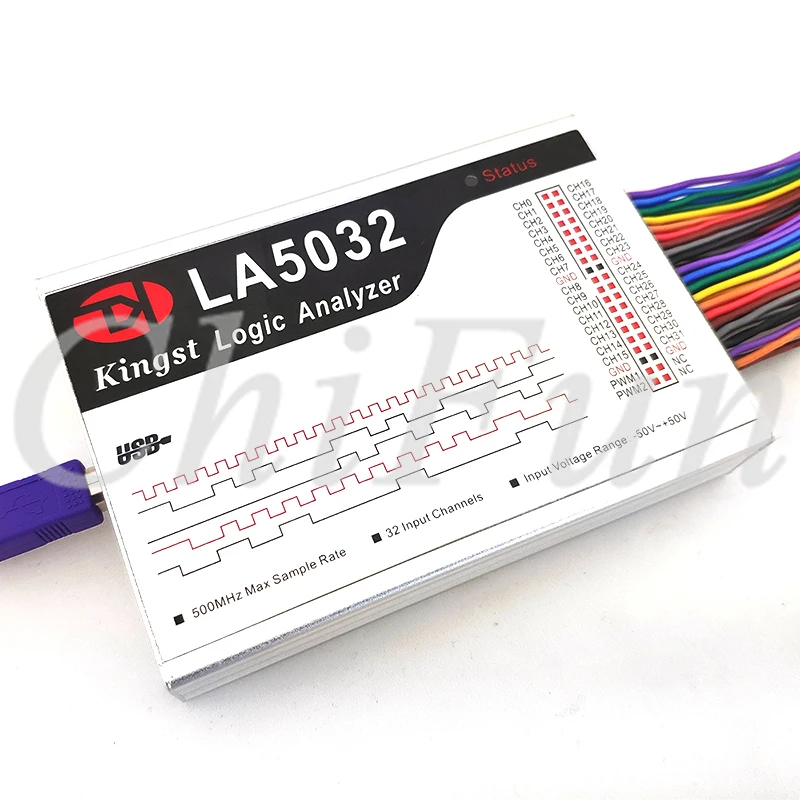 LA5032 USB логический анализатор 500 м Максимальная частота дискретизации, 32 канала, 10B образцы, MCU, ARM, FPGA инструмент отладки, английское программное обеспечение