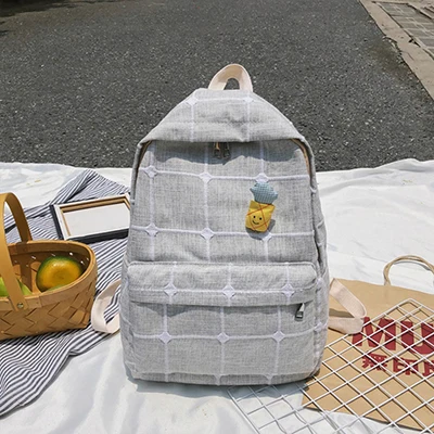 gray Простой водонепроницаемый холщовый женский рюкзак Harajuku дышащие дорожные рюкзаки высокого качества решетки школьный женский рюкзак - Цвет: gray
