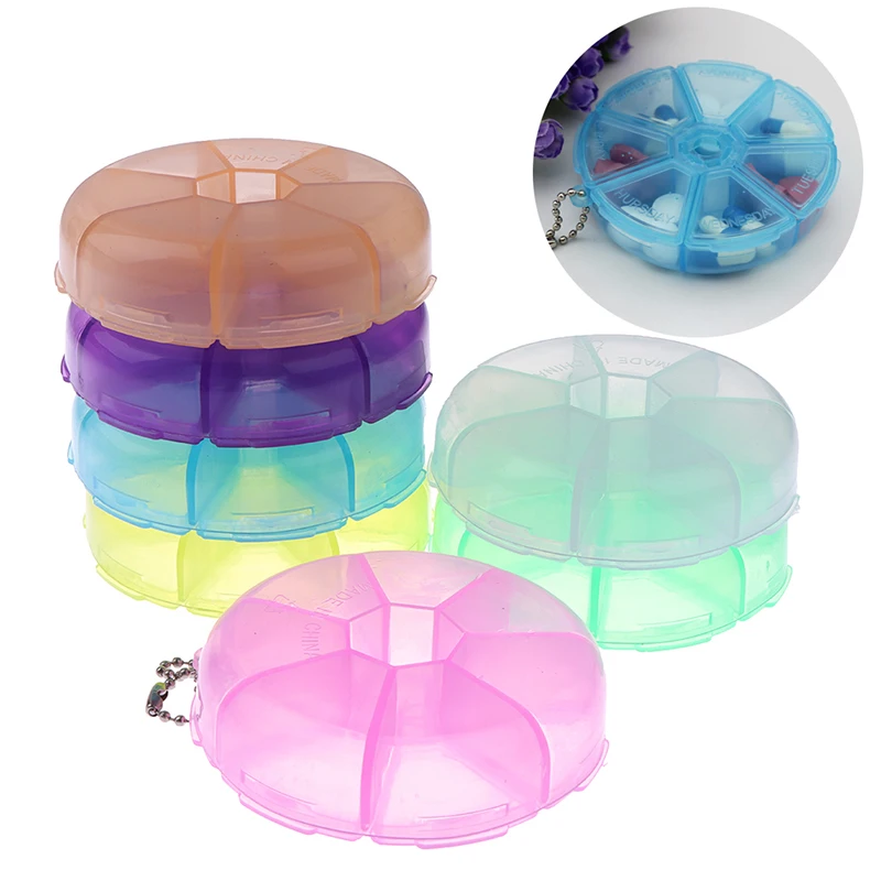 1PCS 7 Days Medicine Pill Box Mini Round Portable Travel Storage Vitamin Box Tablet Holder Organizer Container Cases Random