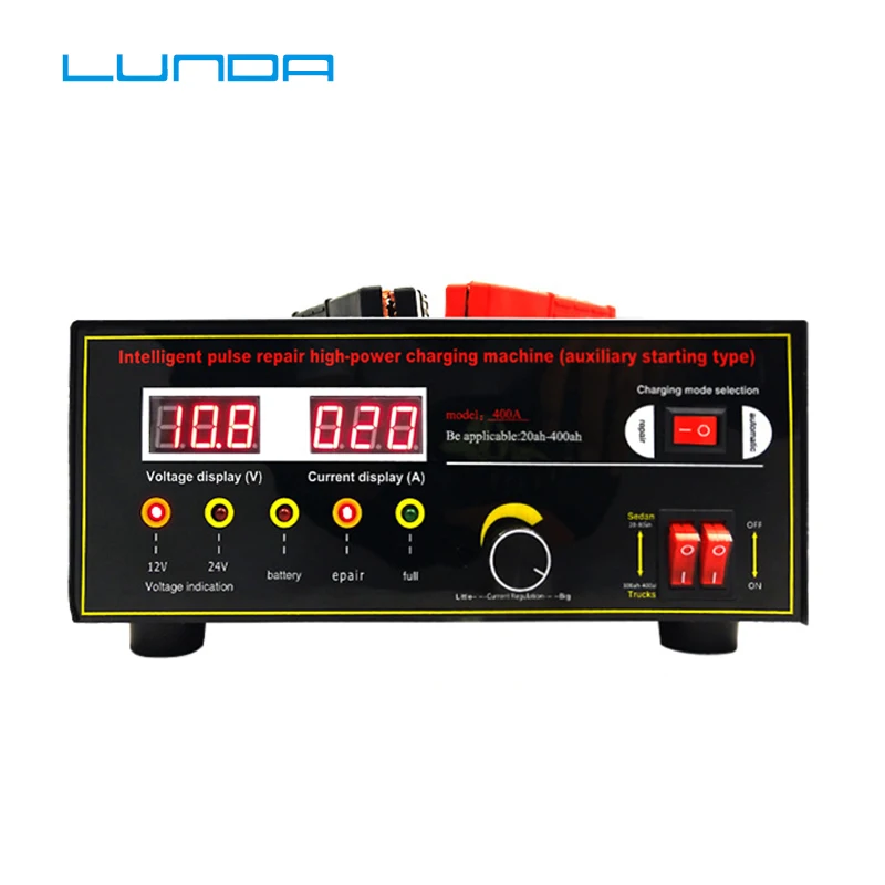 

25A Smart Battery Charger 600W 12V 24V Fully Automatic Start Aid Intelligent Pulse Repair for Lead Acid Battery 400AH