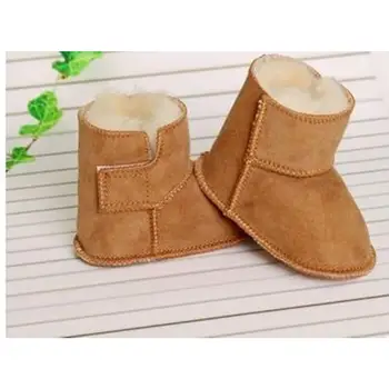 

Genuine Leather Soild hook loop Austrailia winter warm snow boot fur baby girls boys boots first walkers Soft Sole