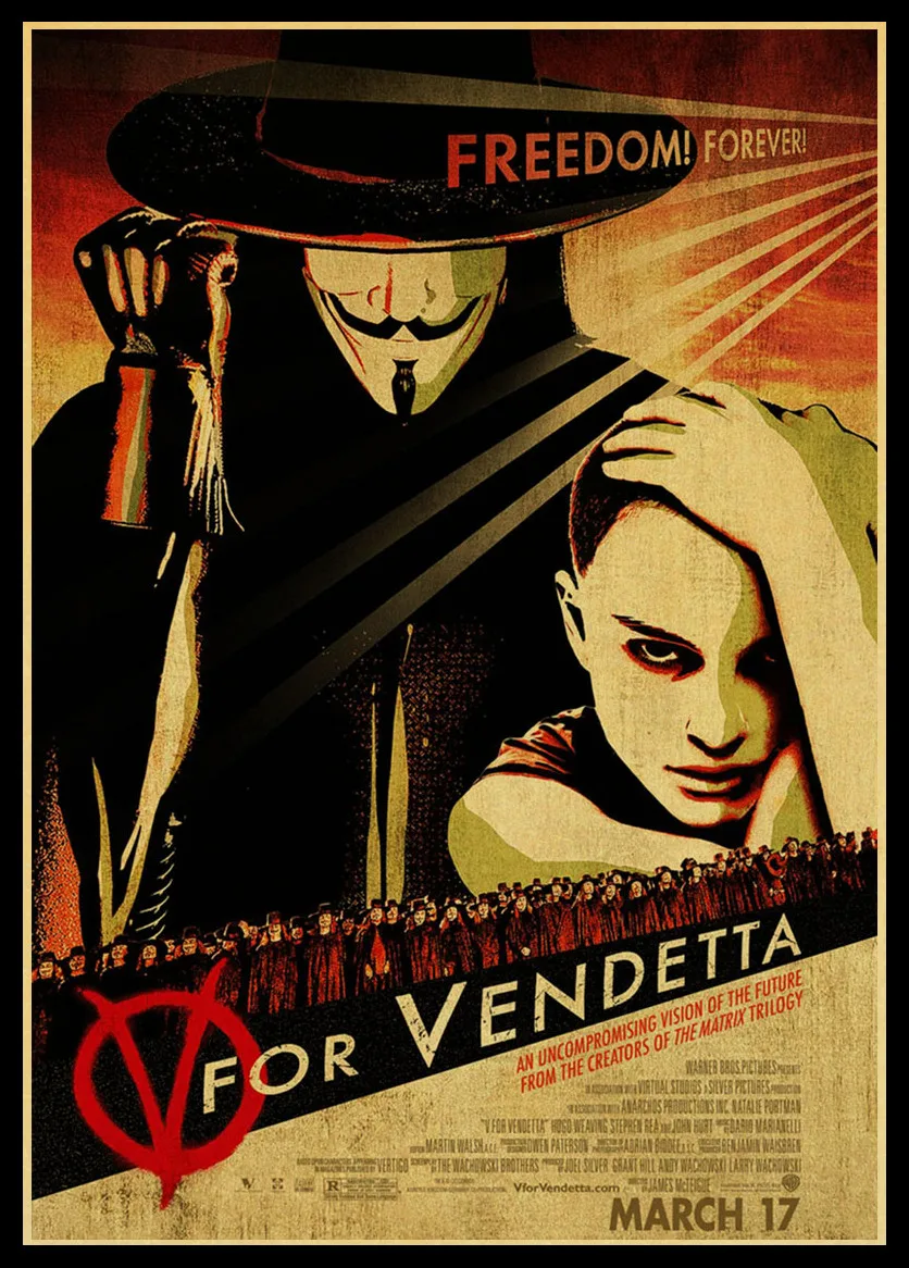 V для Vendetta постер классический фильм ретро Kraftpaper настенный Декор дома Бар