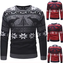 Autumn Sweaters Mens Winter Christmas Sweater Funny Knitted Deer Pullovers Thick Long Sleeve Sweater Men Warm Casual Pullover