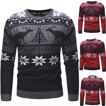 

Autumn Sweaters Mens Winter Christmas Sweater Funny Knitted Deer Pullovers Thick Long Sleeve Sweater Men Warm Casual Pullover