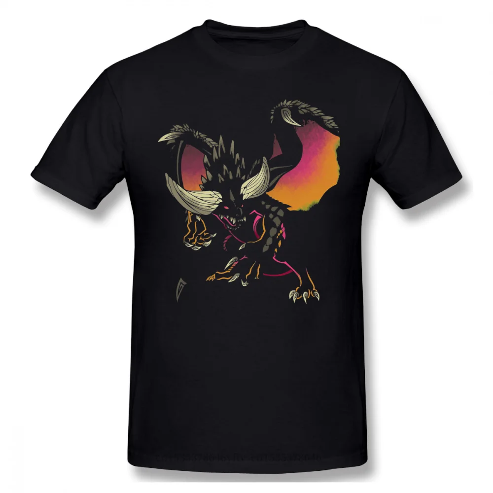 

Nergigante Black Monster Hunter Felyne Palico Game Homme Pure Cotton Oversized Short Sleeve T-shirt