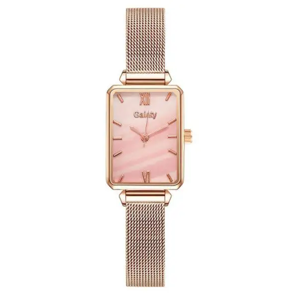 Ladies Quartz Watch 2021 Simple Fashion Luxury Rose Gold Stainless Steel Mesh Band Bracelet Set Qt83 1pc Mesh Watch