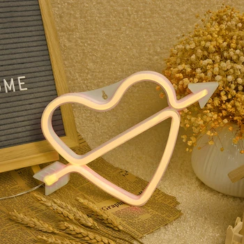 

LED Neon Light Heart Sign Night Lamp Home Wall Art Party Wedding Holiday Decoration Xmas Decoration Gift Valentines Day Decor