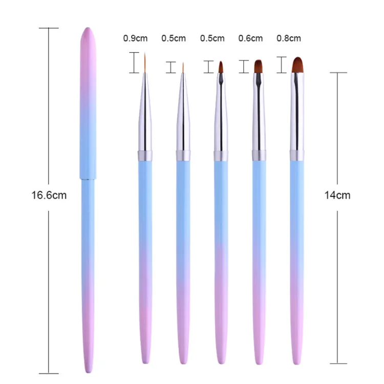 New Flower Liner Design 3D Tips Nail Art Brush Dust Clean Gradient Candy Pole Drawing Pen Polish Extension Nail Dot Tools