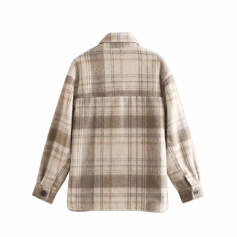 Withered winter Woollen cloth jacket women england vintage plaid oversize botfriend jacket casaco feminino jaqueta feminina tops