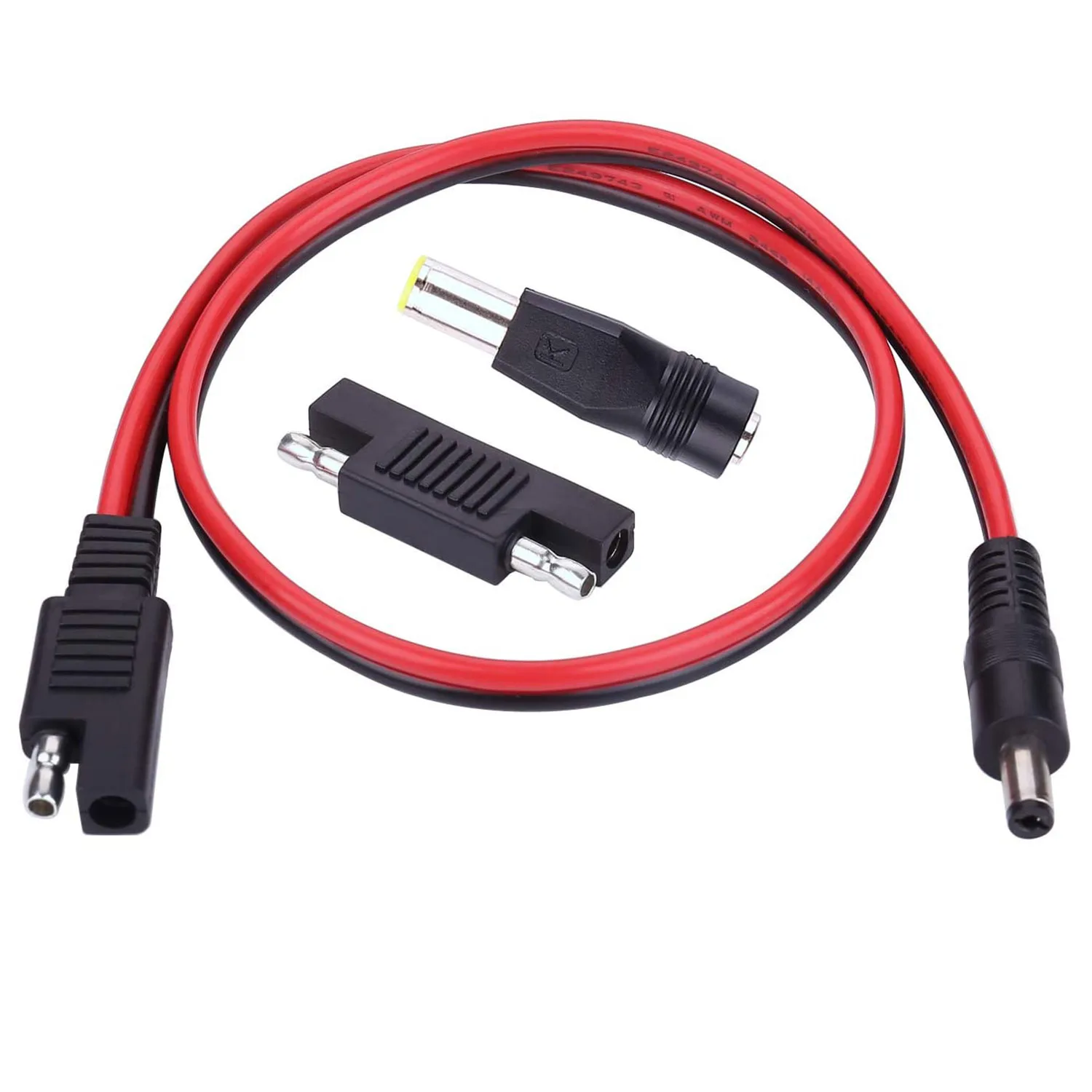 DC 5.5mm x 2.1mm Male To SAE Plug Cables SAE Polarity Reverse & DC 8mm Adapter 14AWG 2ft/60cm For Automotive RV Solar Panel