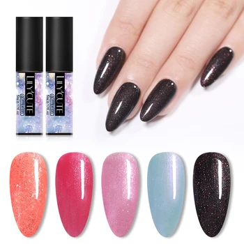 LILYCUTE 5ml Pink Black Sequins Gel Nail Polish  Semi Permanent Color Gel Varnish Soak Off Nail Art UV Gel Long Lasting  Nai