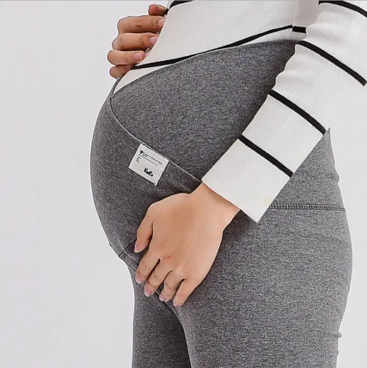 Темно-серый Across V Low Waist Belly Maternity Legging Spring Autumn Fashion Knitted Clothes for Pregnant Women Pregnancy Skinny Pants - Цвет: Темно-серый
