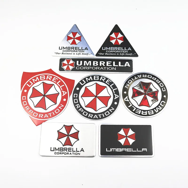 

Car Styling 3D Aluminum Alloy Umbrella Corporation Car Stickers For Lada Opel Renault Chevrolet Kia Ford Seat Skoda Accessories