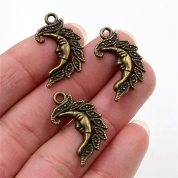 

27x15mm 15pcs Antique Bronze Plated Moon Handmade Charms Pendant:DIY for bracelet necklace-R6-01