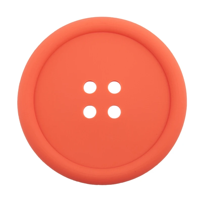 

Big Button Silicone Coaster Fun Novelty Design Kitsch Retro Drinks Placemat - Orange