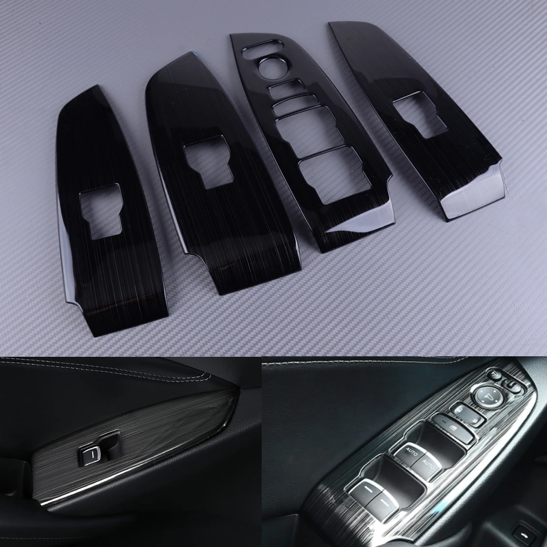 

DWCX 4PCS Black Titanium Alloy Window Switch Cover Trim Mouldings Panel Fit for Honda Accord 2018