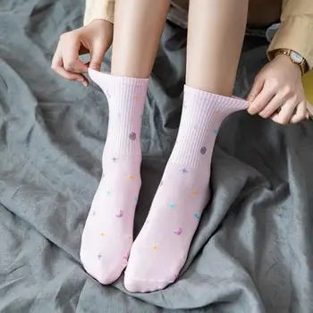 

Ladies Socks Cotton Stars Moon Creative Fun Socks Universe Starry Sky Trend Harajuku Novelty Cute Middle Tube Women Cotton Socks